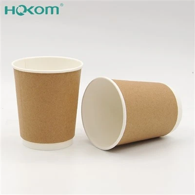 China Wholesale Disposable Coffee Cup 8oz 12oz 16oz Paper Cup Double Wall Kraft Paper Cup Beverage Takeaway