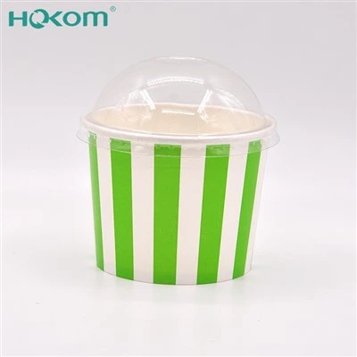Hokom Disposable Ice Cream Yogurt Mousse Thickened Cups Custom Upper Round Bottom Paper Cup With Lid