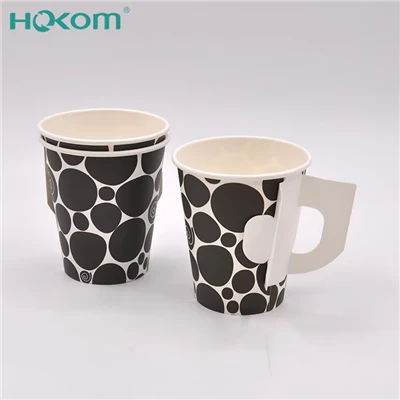 Hokom Hot Sale Custom Printed Paper Cup Disposable Eco Friendly 6oz Paper Tea Cup With Handle