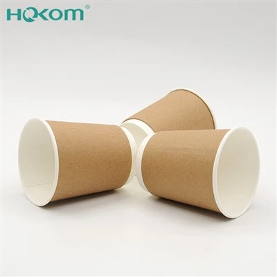 Kraft Hot Printing Craft Coffee Wholesale Customizable Logo Waterproof Disposable Double Wall Black Paper Cups With Lid