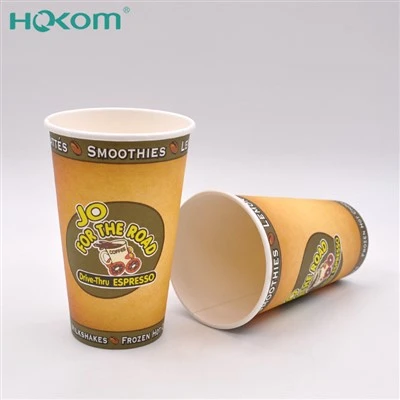 Wholesale Factory 12Oz 16Oz 24Oz Customized Cold Hot Beverage Paper Cup Printed Paper Single Wall Disposable Coffee Cups